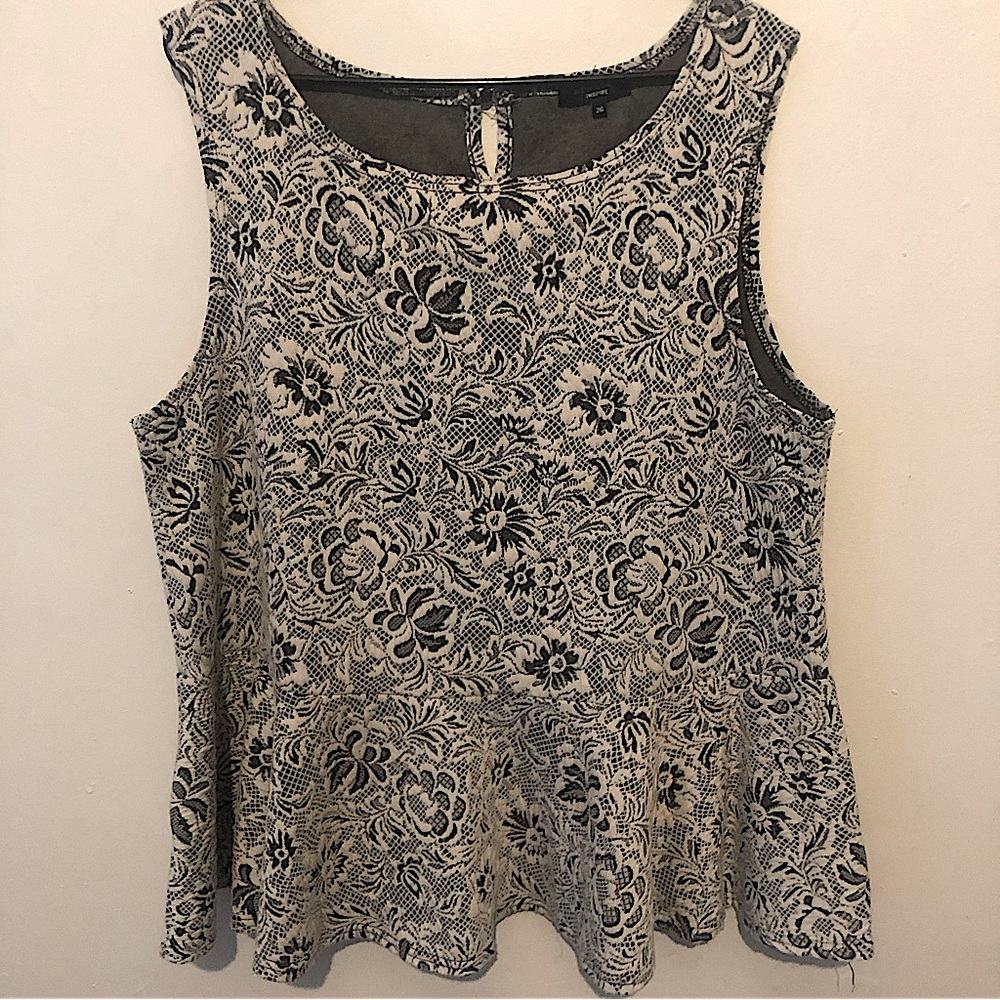 New look aspire black white floral peplum top